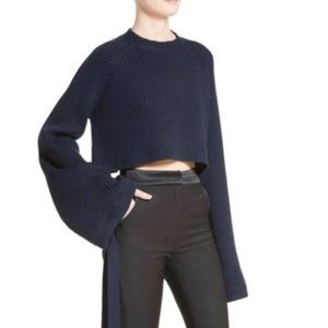 Ellery Navy Monty Cropped Tie Sleeve Sweater